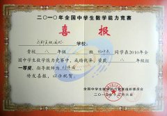 美視師生在2010年全國中學生數學能力競賽中取得驕人佳績